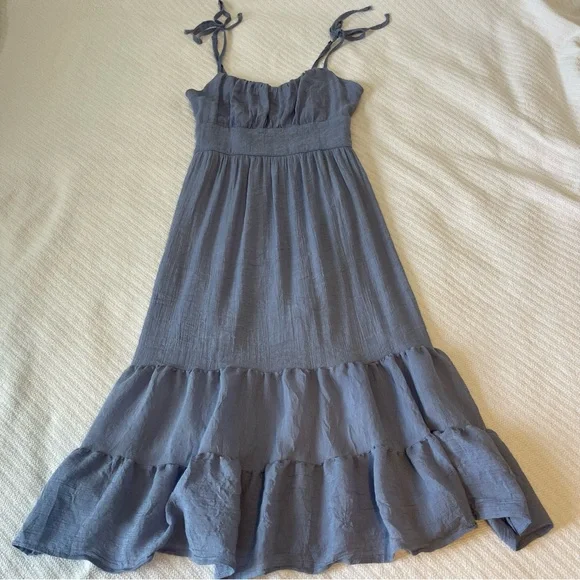 Lily Rose Small Coquette Cottagecore Tiered Fairy Dainty Light Blue Midi Dress - Picture 16 of 16